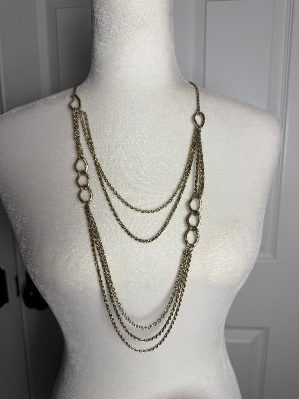 Vintage Multi Layer Layered Gold Tone Necklace